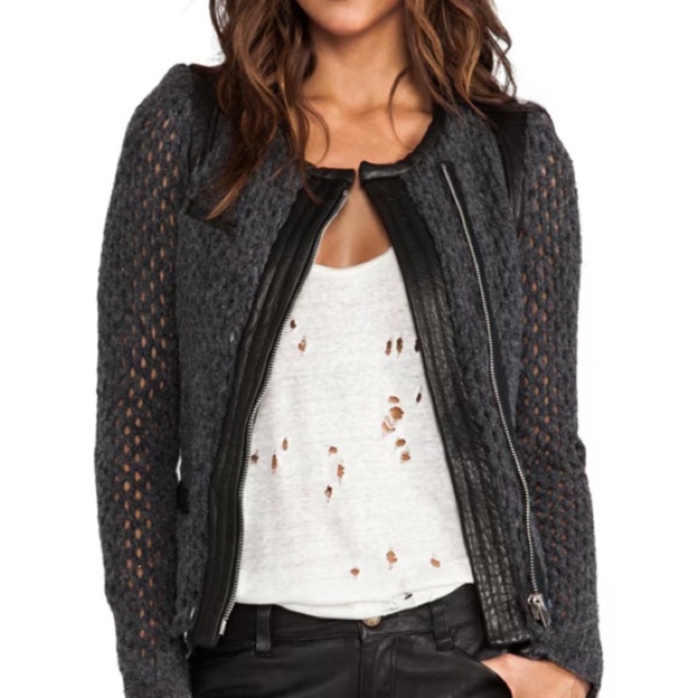 IRO Lina jacket Black + Gray Leather Jacket size 40 S/M